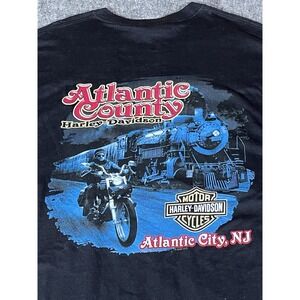 Harley Davidson T Shirt‎ 2002 Blue Atlantic City Train On Harley Davison Tag XL